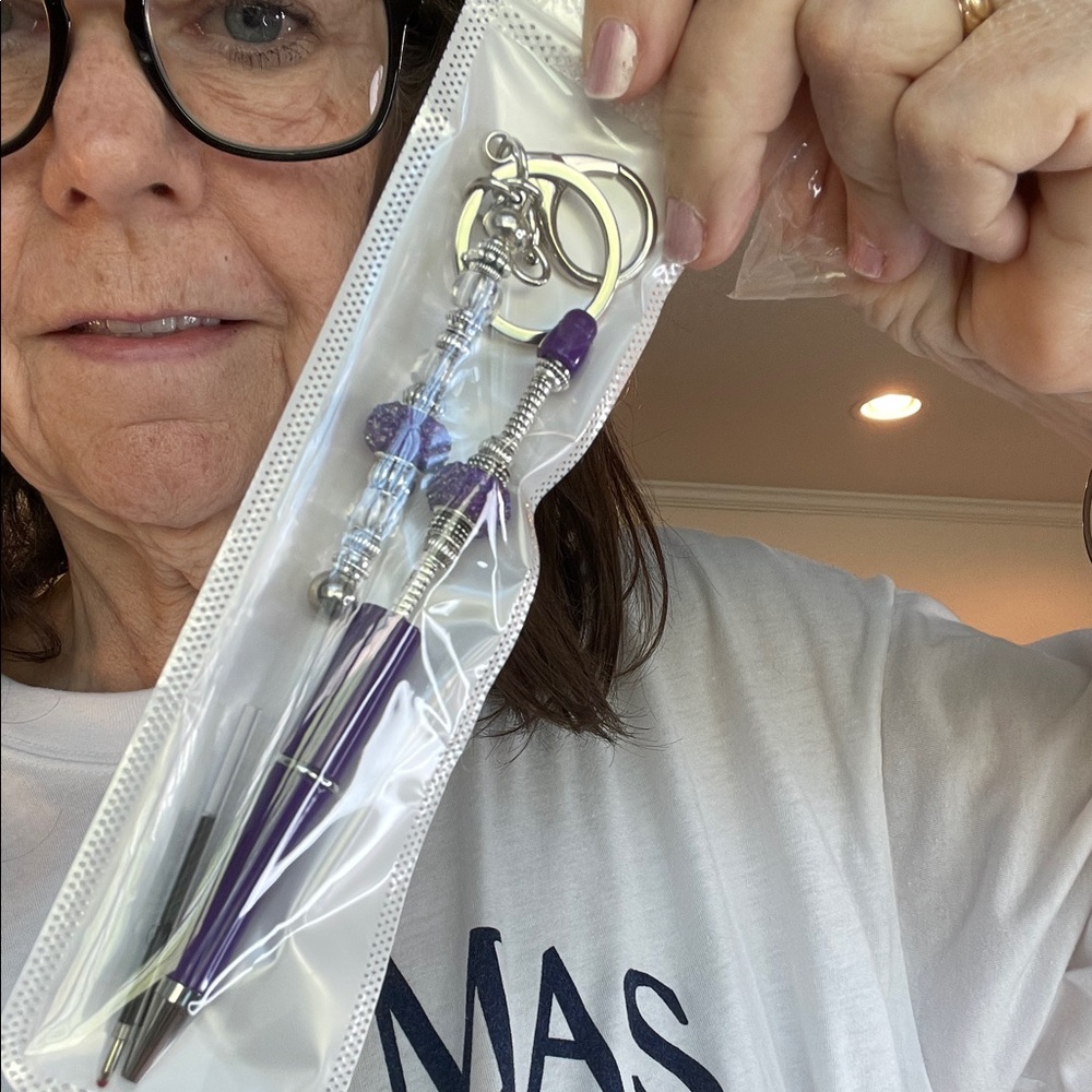 Purple‎ and Silver Beaded Keychain Set